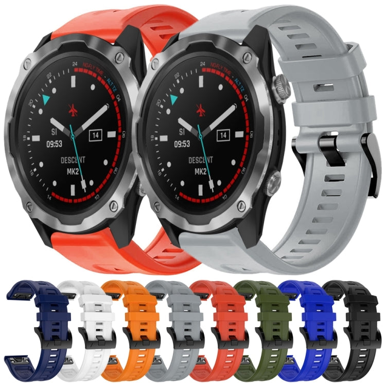For Garmin Descent MK 2 Metal Buckle Solid Color Silicone Watch Band