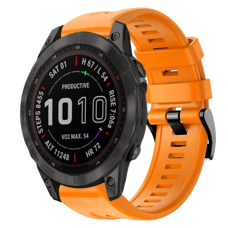For Garmin Fenix 7 Metal Buckle Solid Color Silicone Watch Band