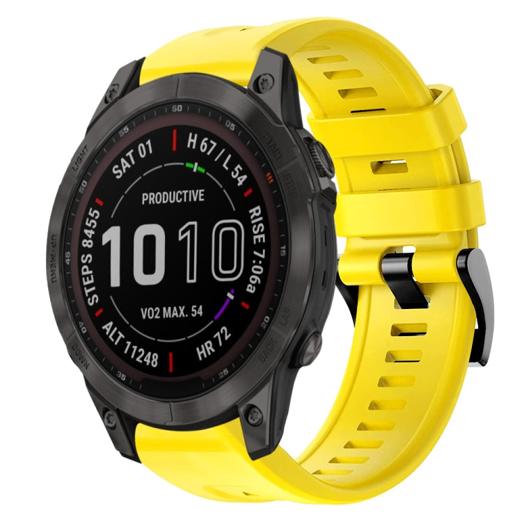 For Garmin Fenix 7 Metal Buckle Solid Color Silicone Watch Band