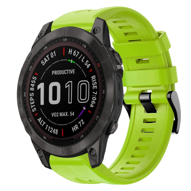 For Garmin Fenix 7 Metal Buckle Solid Color Silicone Watch Band