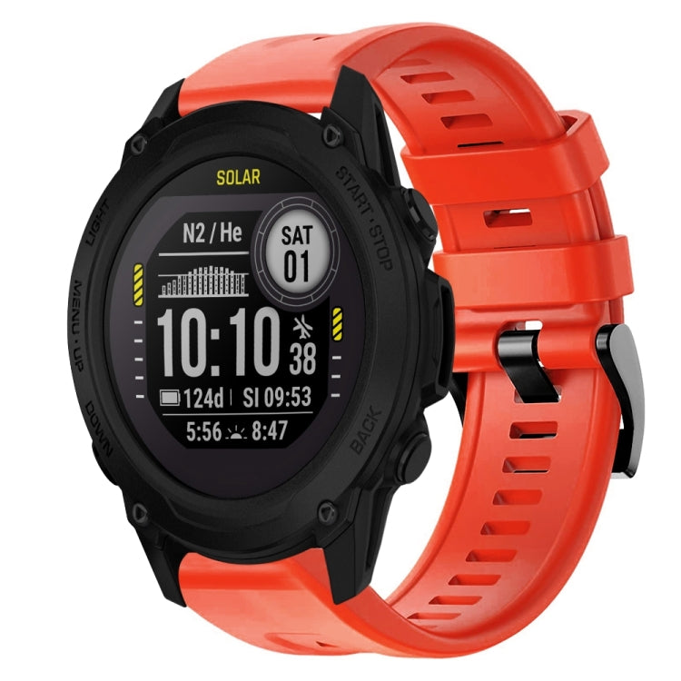For Garmin Descent G1 Metal Buckle Solid Color Silicone Watch Band