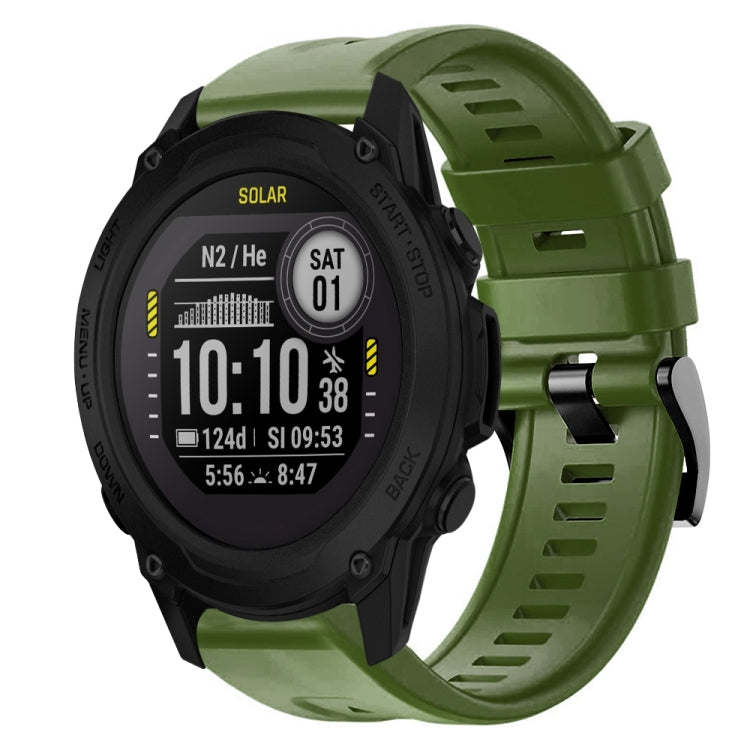 For Garmin Descent G1 Metal Buckle Solid Color Silicone Watch Band