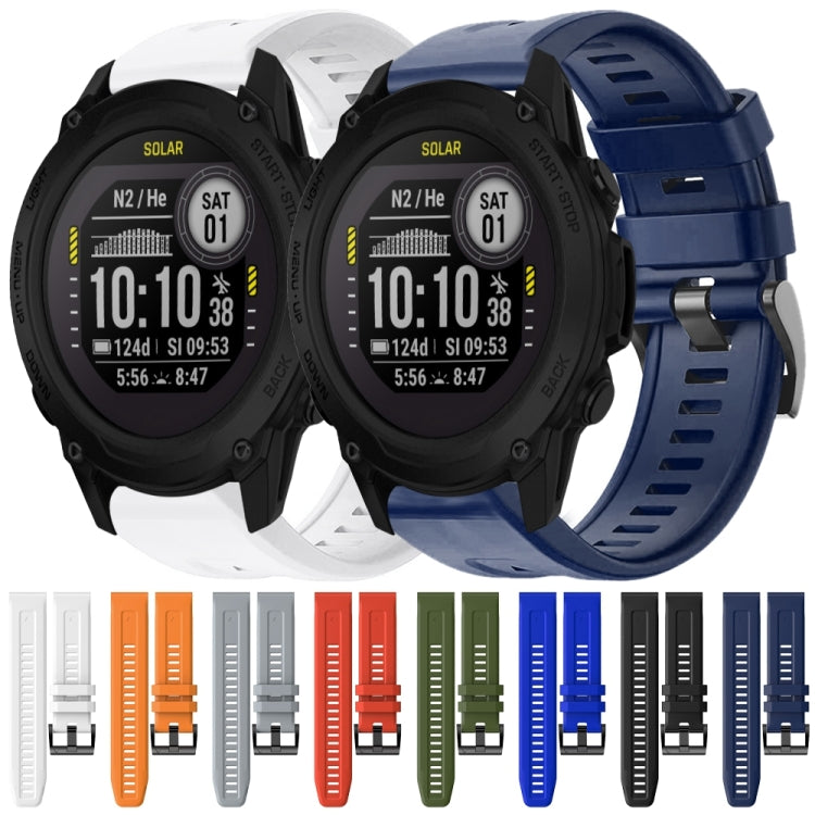 For Garmin Descent G1 Metal Buckle Solid Color Silicone Watch Band