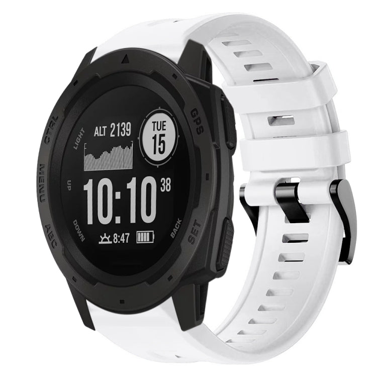 For  Garmin Instinct Metal Buckle Solid Color Silicone Watch Band