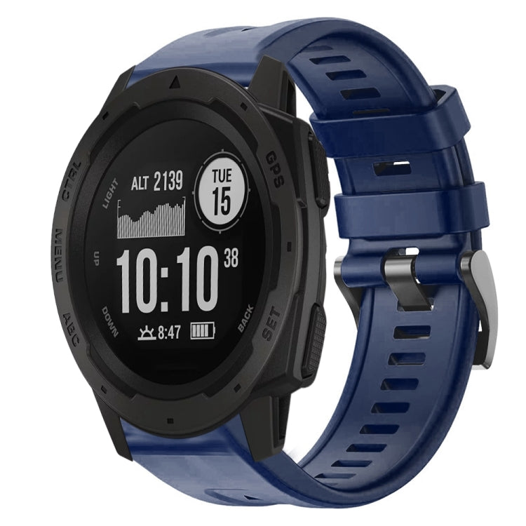 For  Garmin Instinct Metal Buckle Solid Color Silicone Watch Band