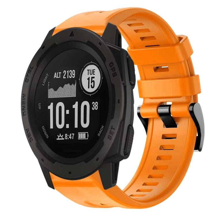 For  Garmin Instinct Metal Buckle Solid Color Silicone Watch Band