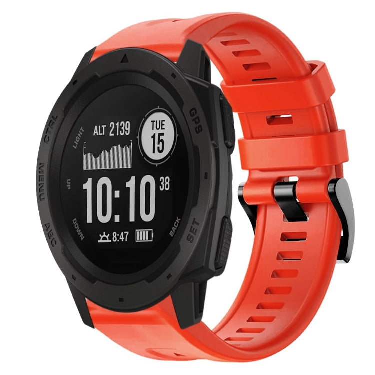 For  Garmin Instinct Metal Buckle Solid Color Silicone Watch Band
