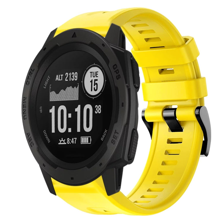 For  Garmin Instinct Metal Buckle Solid Color Silicone Watch Band