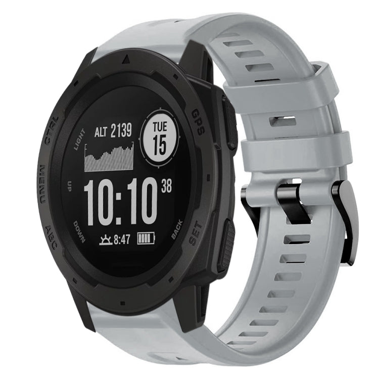 For  Garmin Instinct Metal Buckle Solid Color Silicone Watch Band