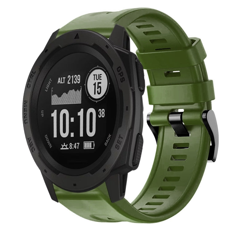 For  Garmin Instinct Metal Buckle Solid Color Silicone Watch Band