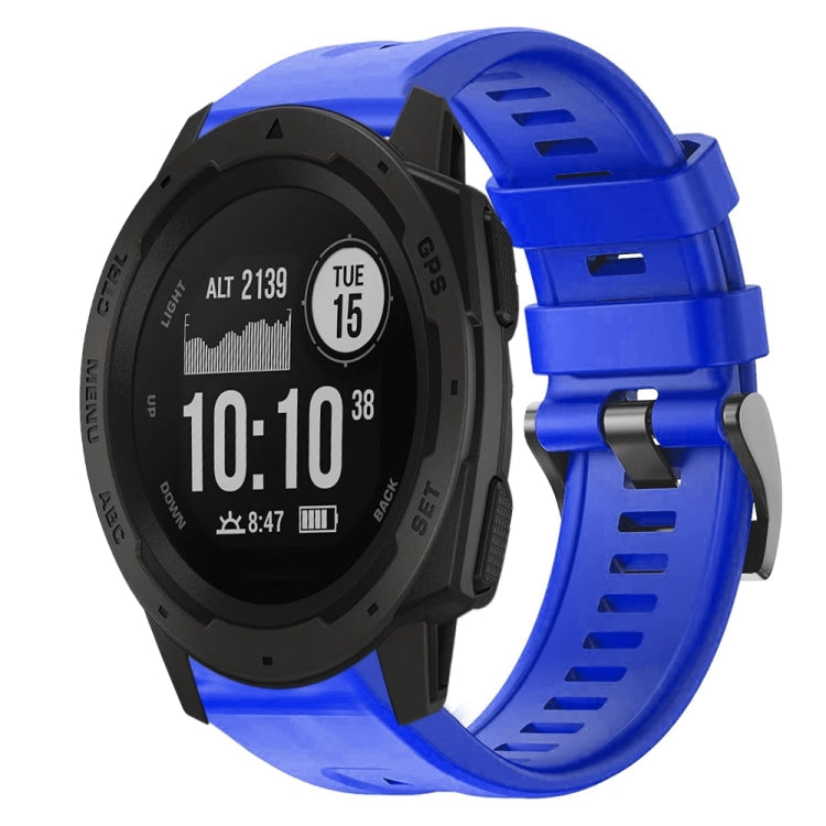 For  Garmin Instinct Metal Buckle Solid Color Silicone Watch Band