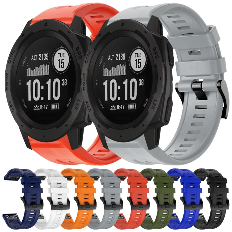 For  Garmin Instinct Metal Buckle Solid Color Silicone Watch Band