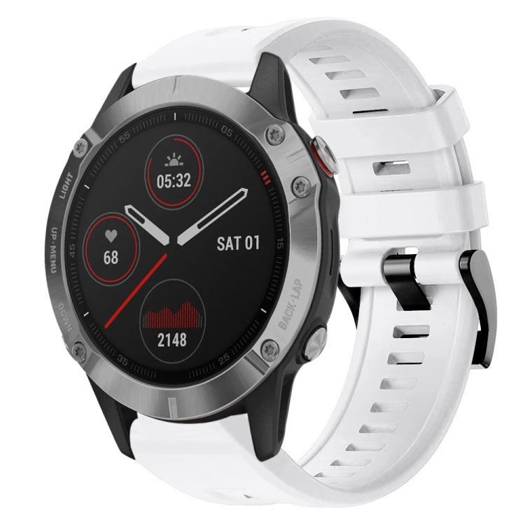 For Garmin Fenix 6 GPS Metal Buckle Solid Color Silicone Watch Band