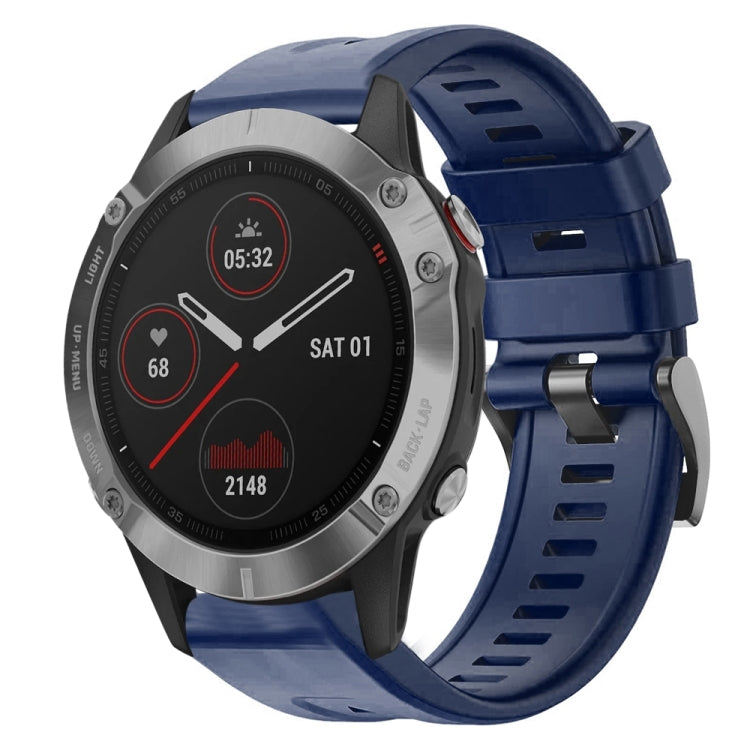 For Garmin Fenix 6 GPS Metal Buckle Solid Color Silicone Watch Band