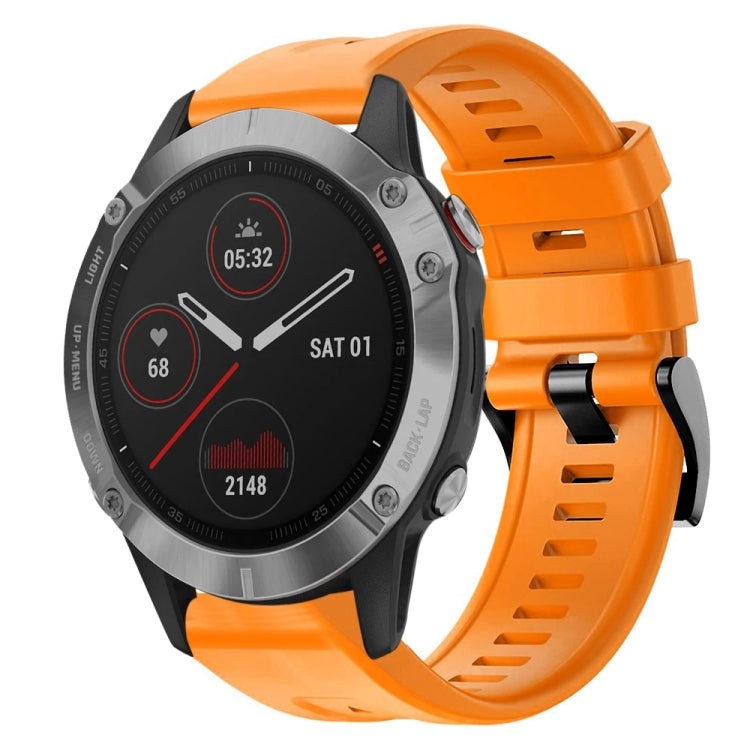 For Garmin Fenix 6 GPS Metal Buckle Solid Color Silicone Watch Band