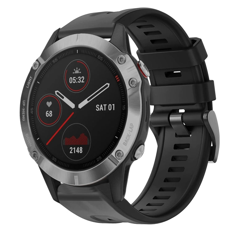 For Garmin Fenix 6 GPS Metal Buckle Solid Color Silicone Watch Band