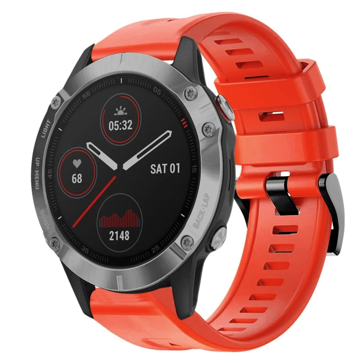 For Garmin Fenix 6 GPS Metal Buckle Solid Color Silicone Watch Band