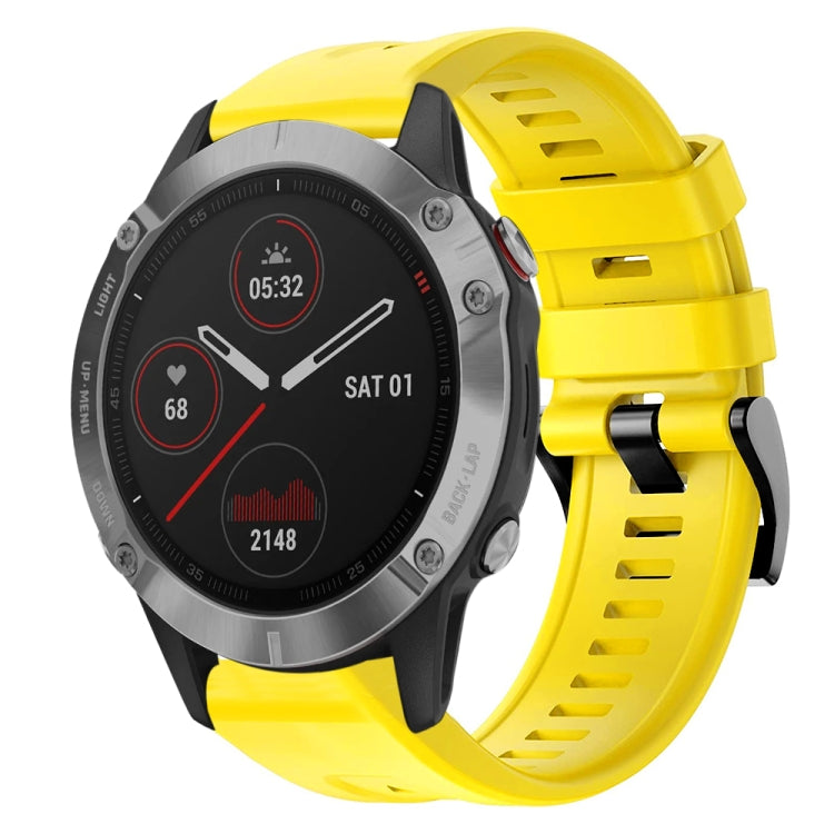 For Garmin Fenix 6 GPS Metal Buckle Solid Color Silicone Watch Band