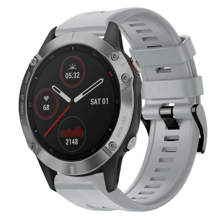 For Garmin Fenix 6 GPS Metal Buckle Solid Color Silicone Watch Band
