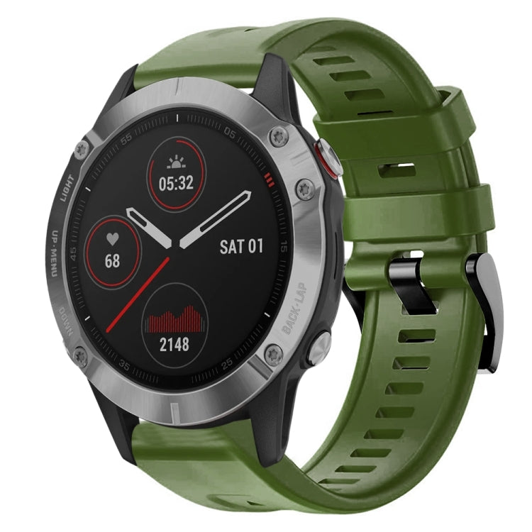 For Garmin Fenix 6 GPS Metal Buckle Solid Color Silicone Watch Band