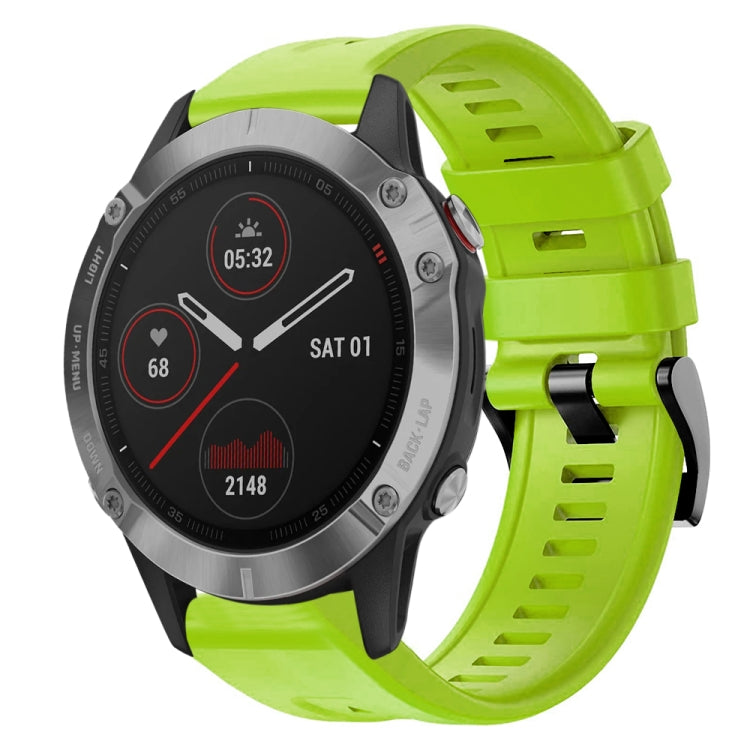For Garmin Fenix 6 GPS Metal Buckle Solid Color Silicone Watch Band