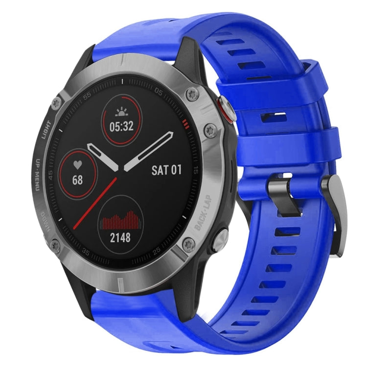 For Garmin Fenix 6 GPS Metal Buckle Solid Color Silicone Watch Band