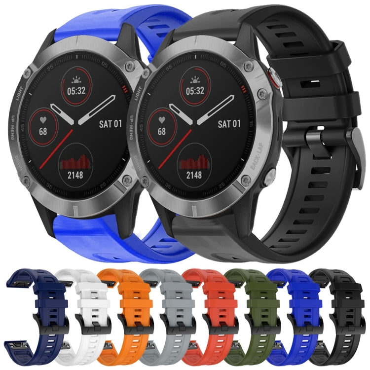 For Garmin Fenix 6 GPS Metal Buckle Solid Color Silicone Watch Band