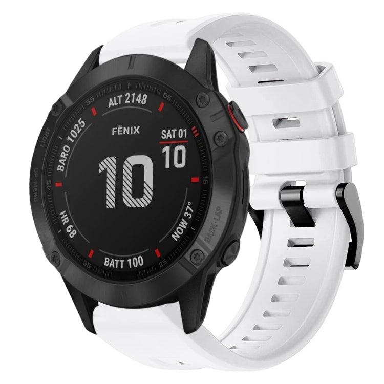 For Garmin Fenix 6 Pro GPS Metal Buckle Solid Color Silicone Watch Band