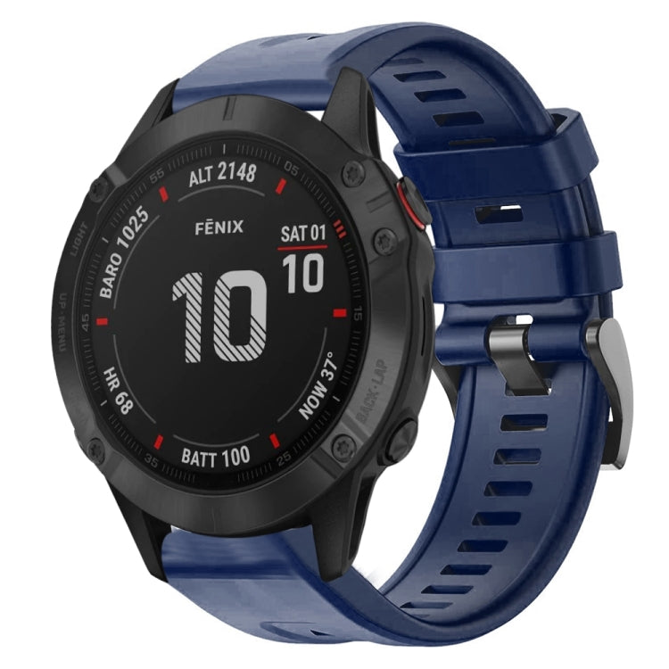 For Garmin Fenix 6 Pro GPS Metal Buckle Solid Color Silicone Watch Band