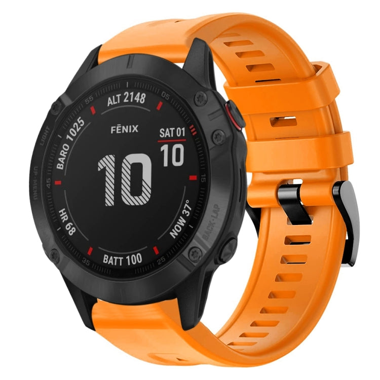 For Garmin Fenix 6 Pro GPS Metal Buckle Solid Color Silicone Watch Band