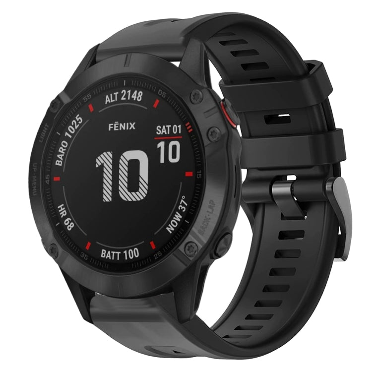 For Garmin Fenix 6 Pro GPS Metal Buckle Solid Color Silicone Watch Band