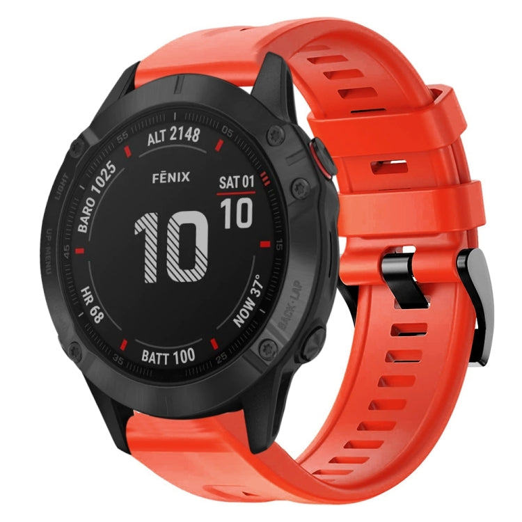 For Garmin Fenix 6 Pro GPS Metal Buckle Solid Color Silicone Watch Band
