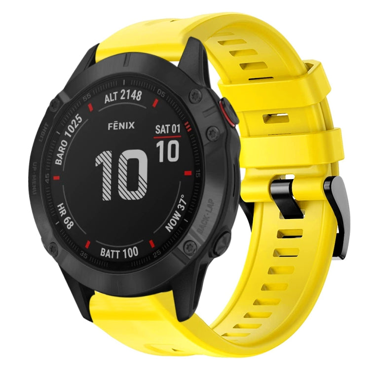 For Garmin Fenix 6 Pro GPS Metal Buckle Solid Color Silicone Watch Band