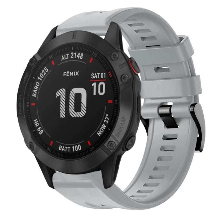 For Garmin Fenix 6 Pro GPS Metal Buckle Solid Color Silicone Watch Band