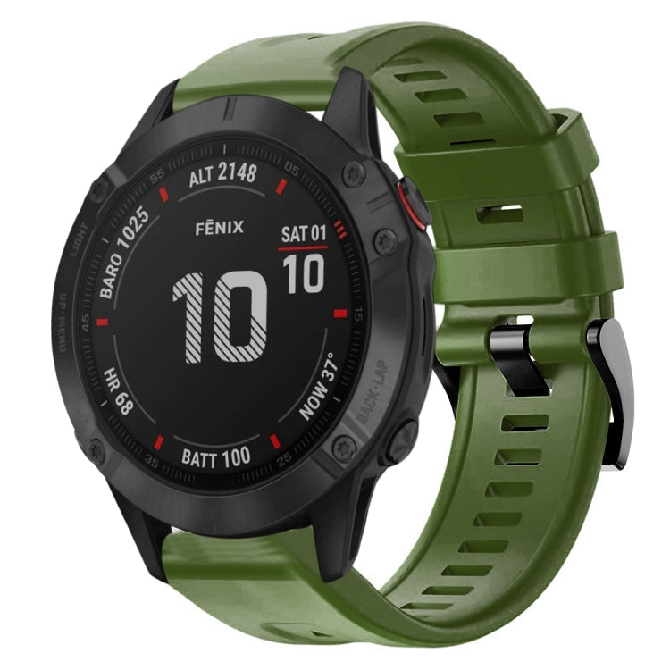 For Garmin Fenix 6 Pro GPS Metal Buckle Solid Color Silicone Watch Band