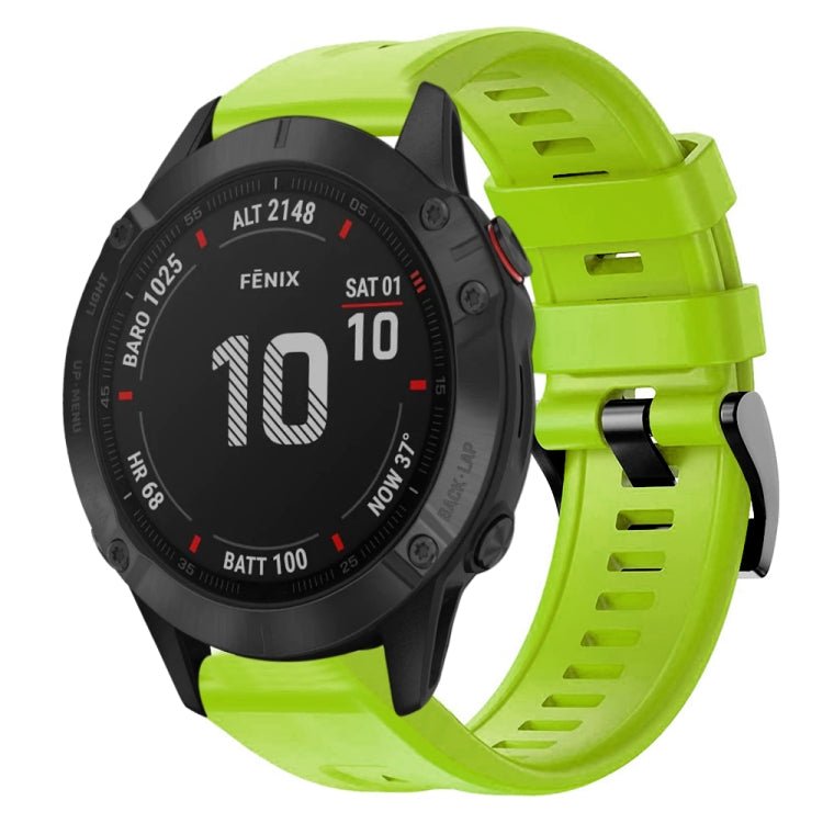 For Garmin Fenix 6 Pro GPS Metal Buckle Solid Color Silicone Watch Band