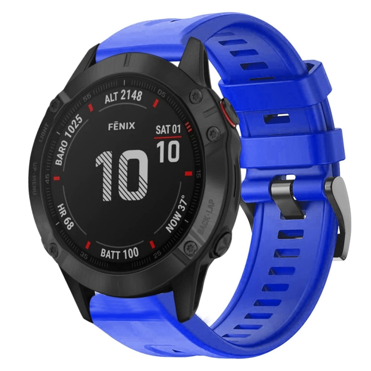 For Garmin Fenix 6 Pro GPS Metal Buckle Solid Color Silicone Watch Band