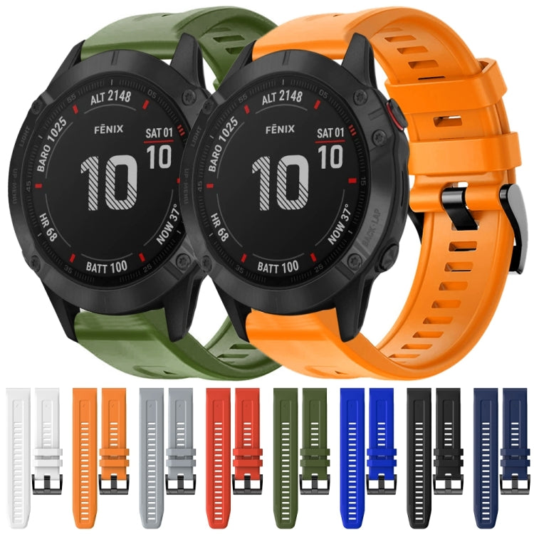 For Garmin Fenix 6 Pro GPS Metal Buckle Solid Color Silicone Watch Band