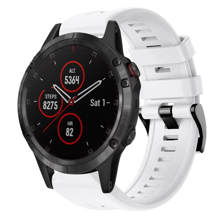 For Garmin Fenix 5 plus Metal Buckle Solid Color Silicone Watch Band