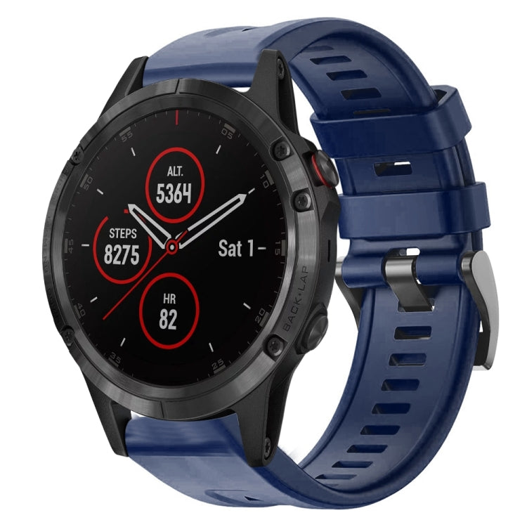 For Garmin Fenix 5 plus Metal Buckle Solid Color Silicone Watch Band