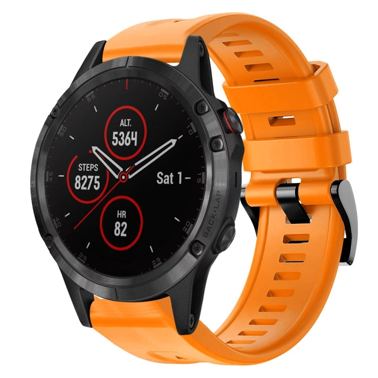 For Garmin Fenix 5 plus Metal Buckle Solid Color Silicone Watch Band