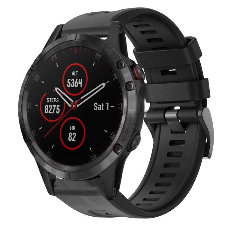 For Garmin Fenix 5 plus Metal Buckle Solid Color Silicone Watch Band