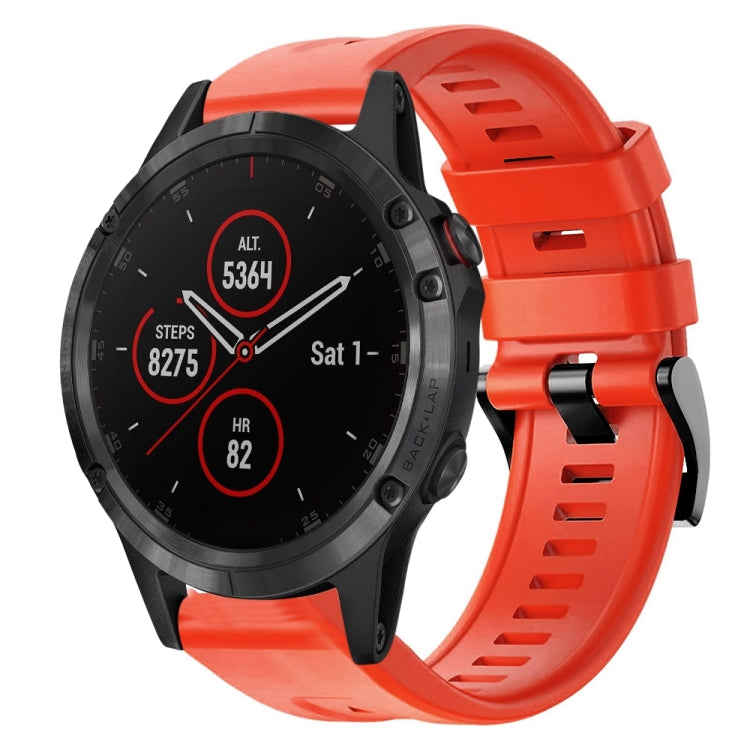 For Garmin Fenix 5 plus Metal Buckle Solid Color Silicone Watch Band