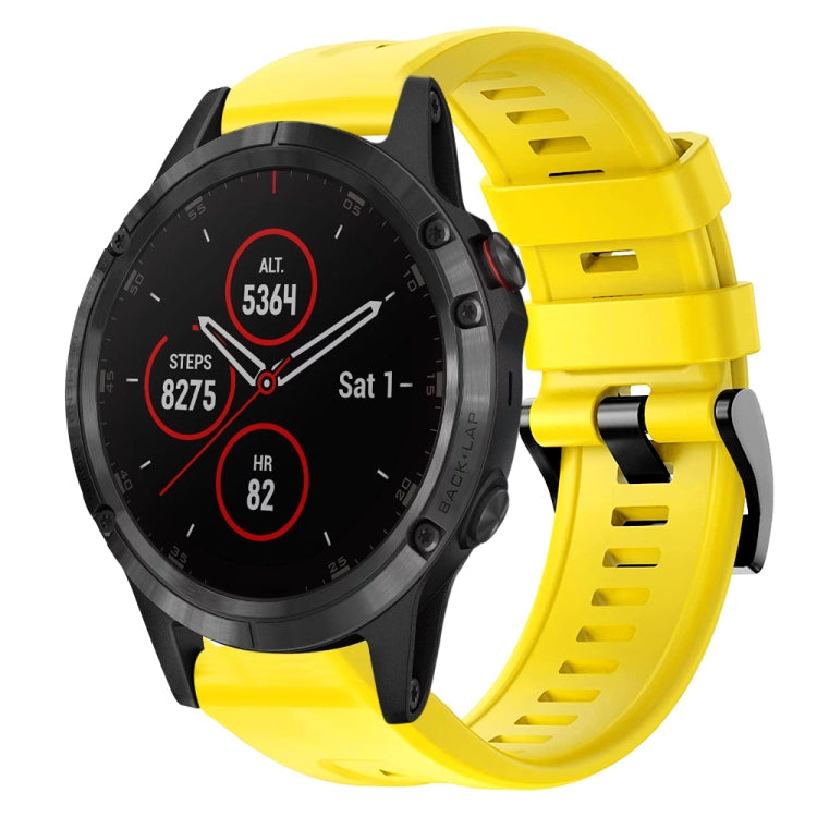 For Garmin Fenix 5 plus Metal Buckle Solid Color Silicone Watch Band