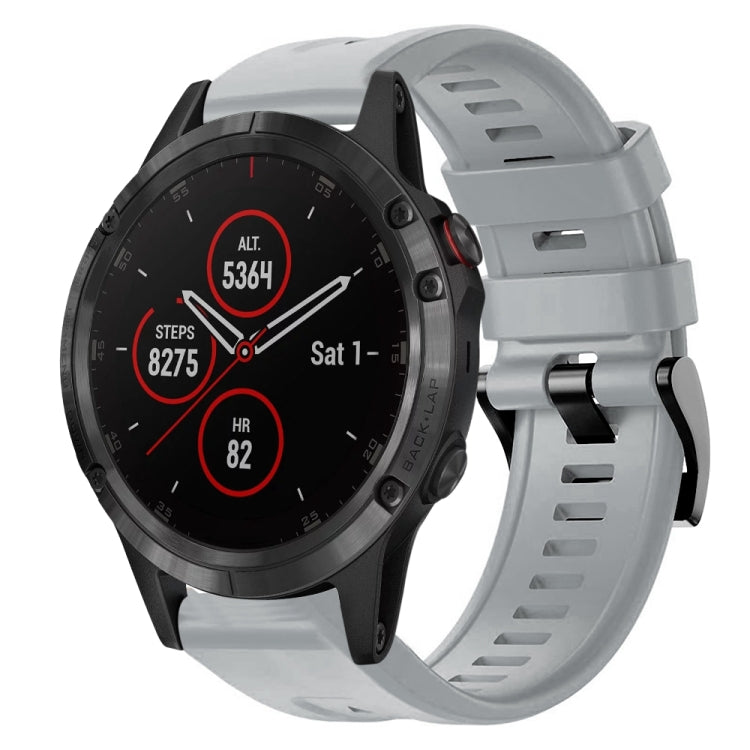 For Garmin Fenix 5 plus Metal Buckle Solid Color Silicone Watch Band