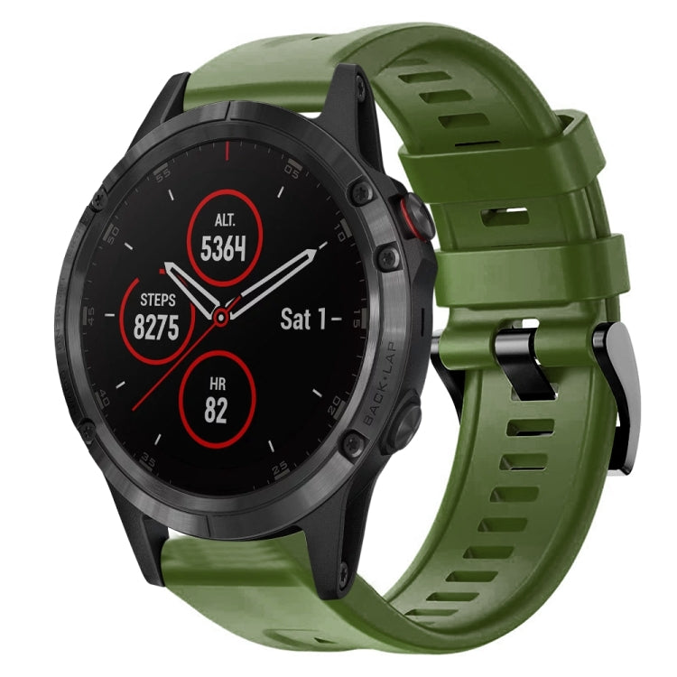 For Garmin Fenix 5 plus Metal Buckle Solid Color Silicone Watch Band