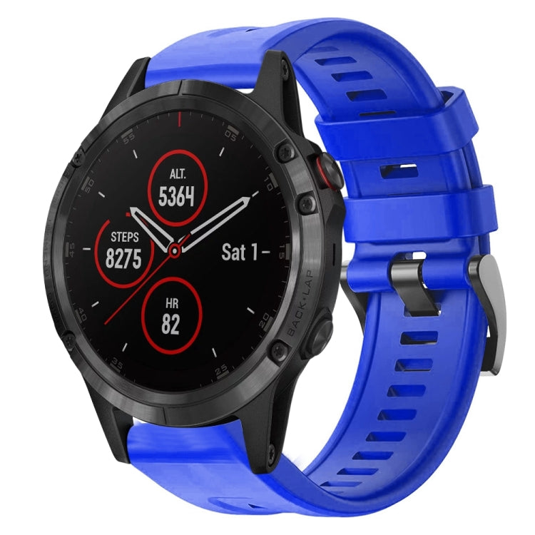 For Garmin Fenix 5 plus Metal Buckle Solid Color Silicone Watch Band
