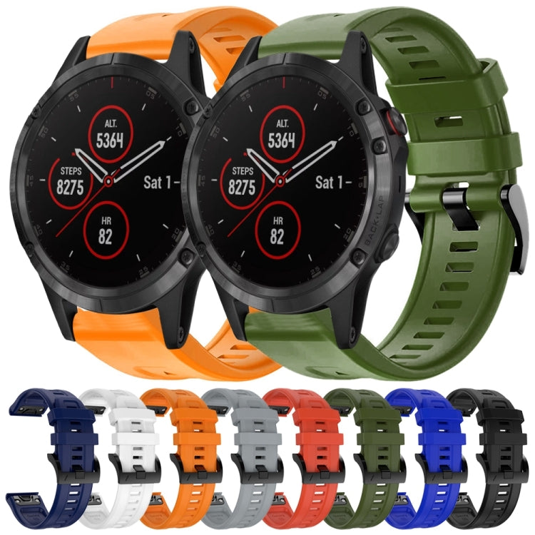 For Garmin Fenix 5 plus Metal Buckle Solid Color Silicone Watch Band