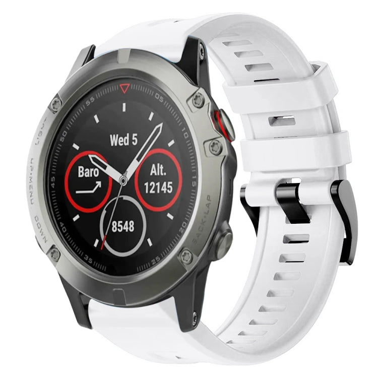 For Garmin Quatix 5 Metal Buckle Solid Color Silicone Watch Band