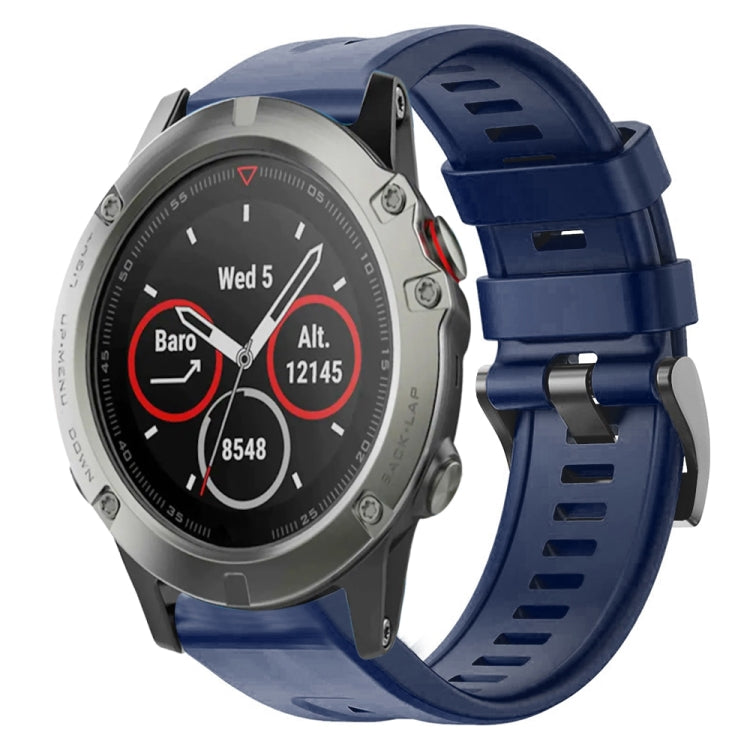 For Garmin Quatix 5 Metal Buckle Solid Color Silicone Watch Band